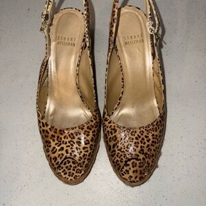 Stuart Weitzman Leopard Print Slingback Mules - Brown/Tan